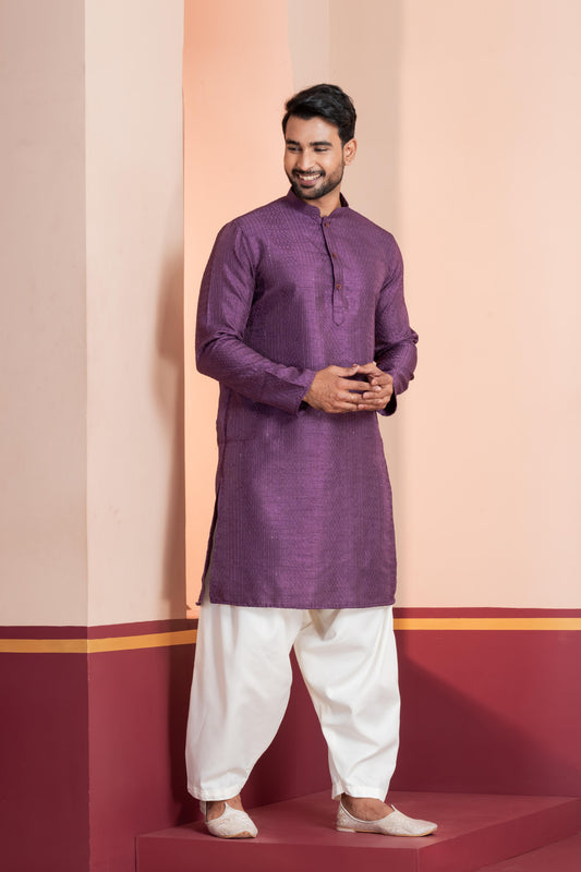 Royal Embroidered Silk Kurta