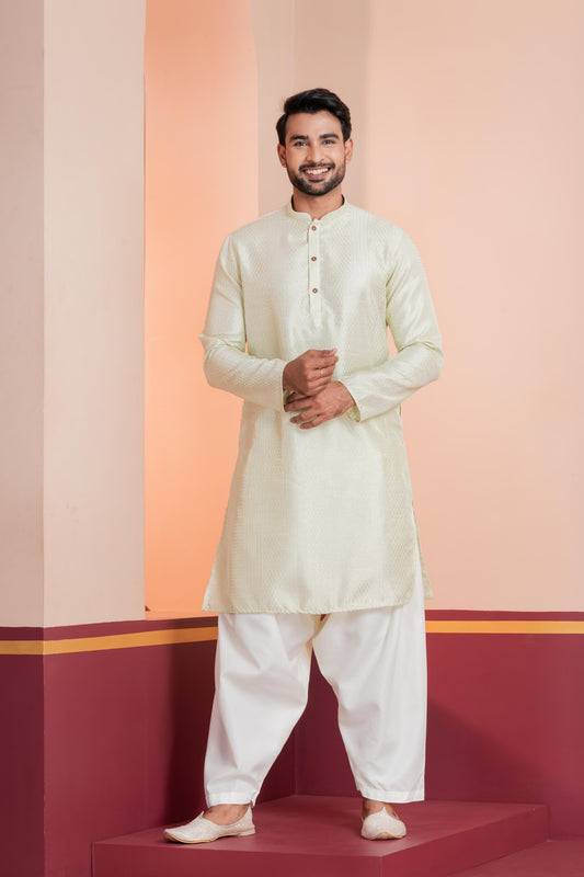 Off-White Embroidered Kurta Set