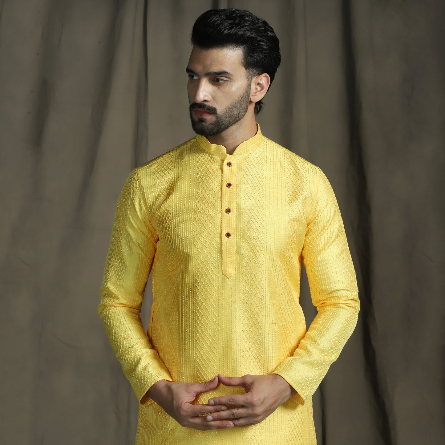 Yellow Chikankari Embroidered Kurta