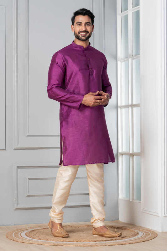 Magenta Pink Silk Blend Kurta