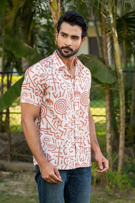 Rust Geometric Doodle Shirt