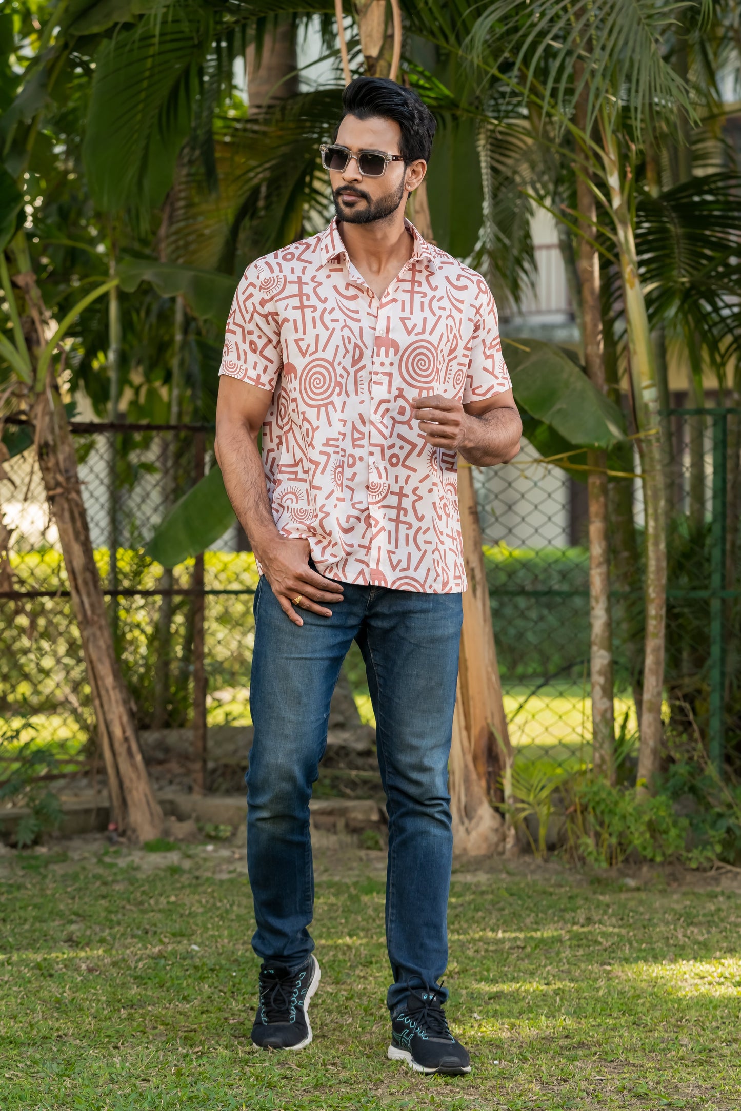 Rust Geometric Doodle Shirt