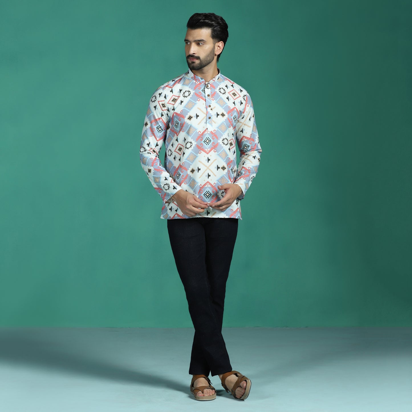 Mandarin Collar Kurta Short Shirt