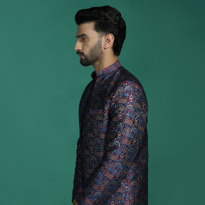Jacquard Front-Open Sherwani
