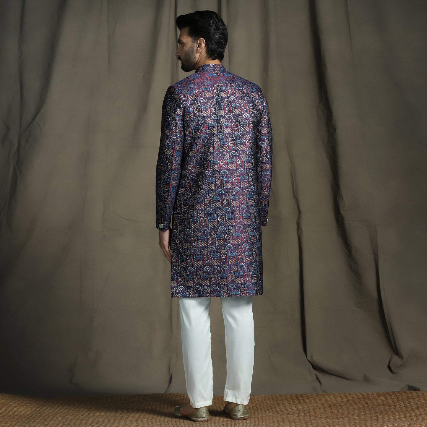 Textured Silk Blend Jacquard Sherwani