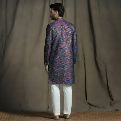 Textured Silk Blend Jacquard Sherwani