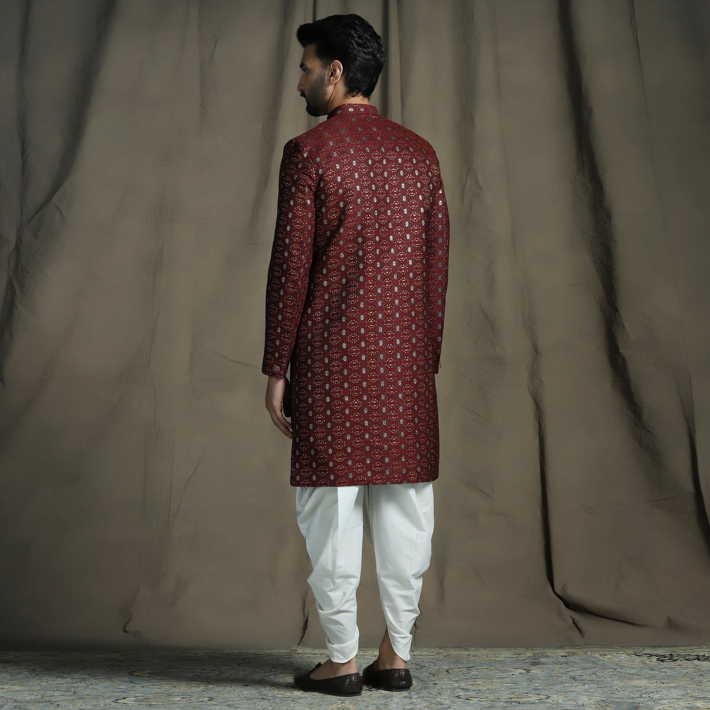 Maroon Jacquard Sherwani