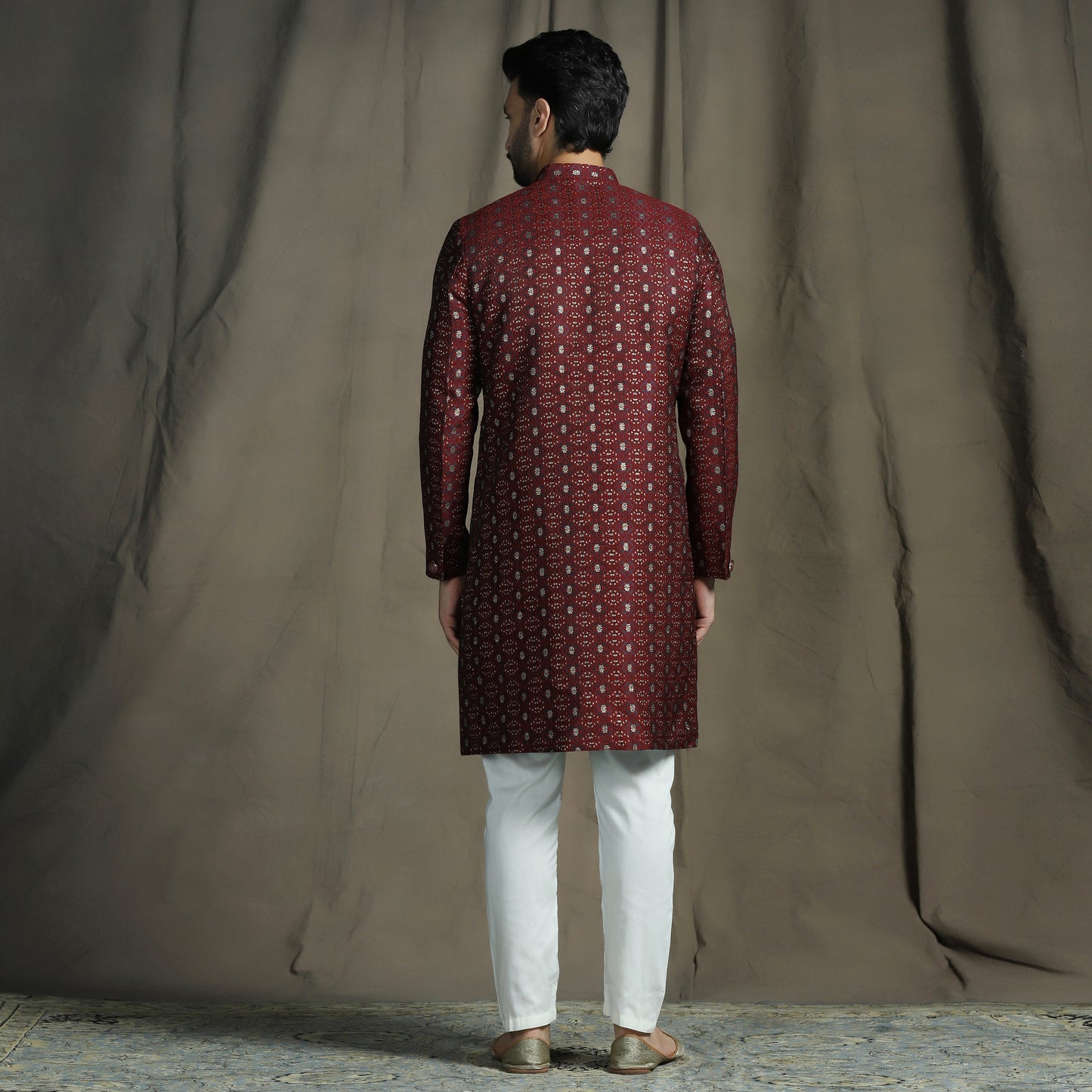 Maroon Brocade Sherwani