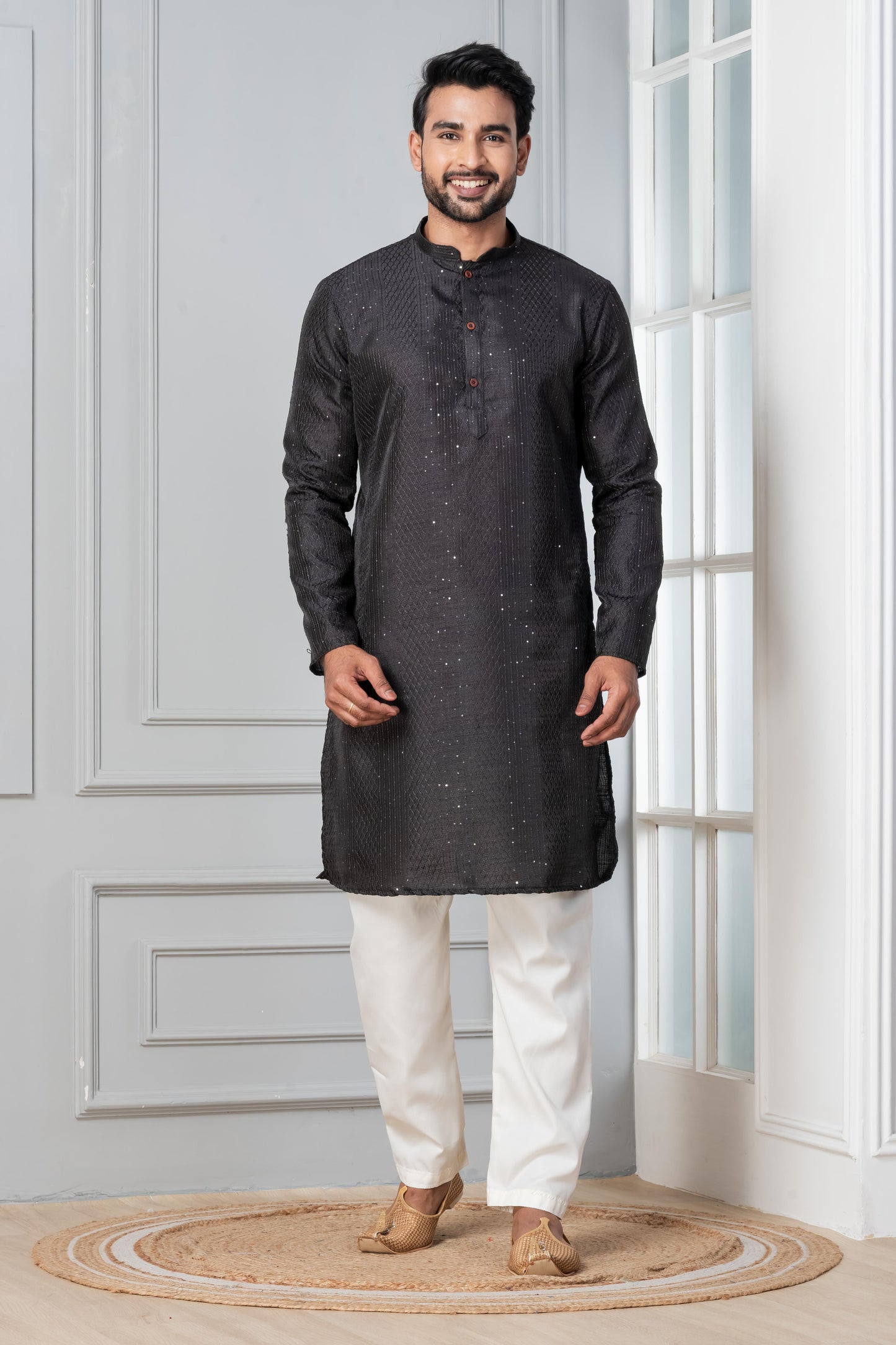 Schiffli Embroidered Kurta Pajama Set