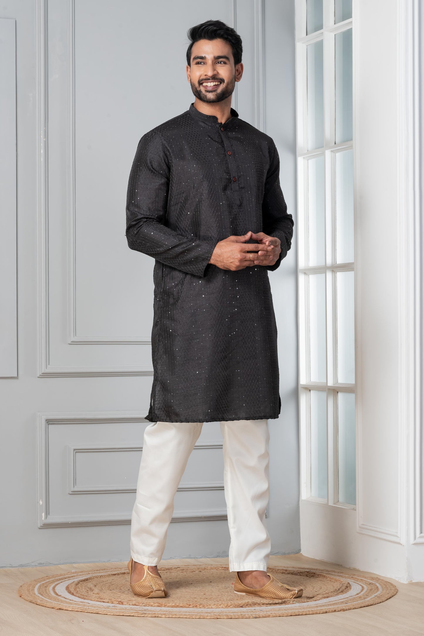 Schiffli Embroidered Kurta Pajama Set