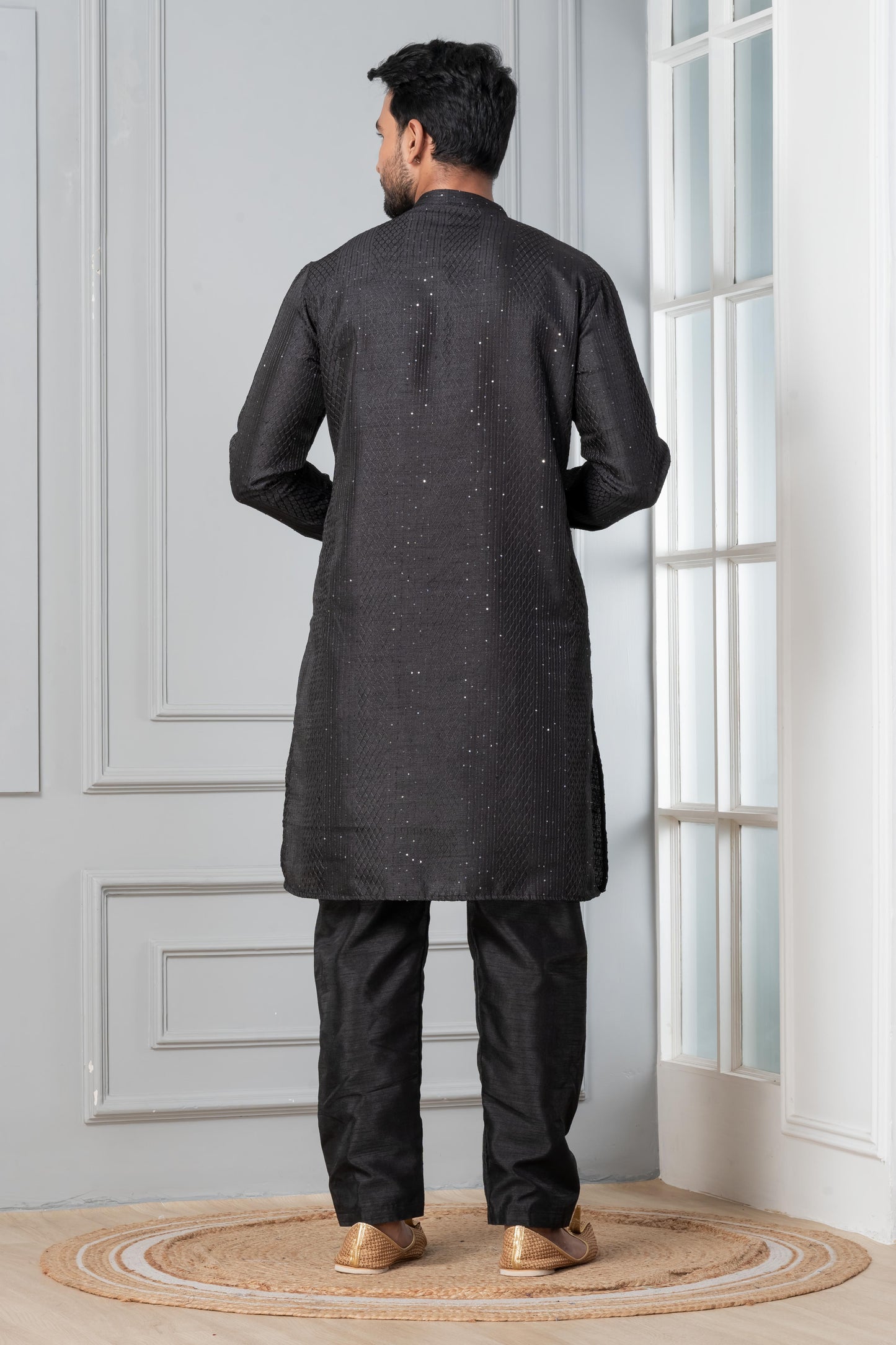 Black Embroidered Kurta Pajama Set