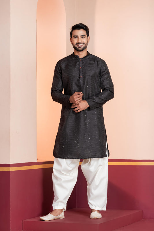 Black Festive Charm Kurta Pajama