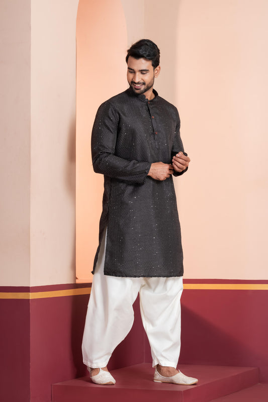 Black Festive Charm Kurta Pajama