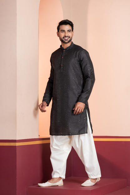 Black Festive Charm Kurta Pajama