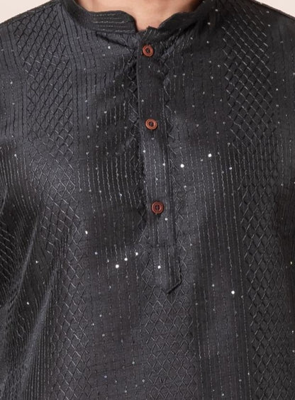 Black Festive Charm Kurta Pajama
