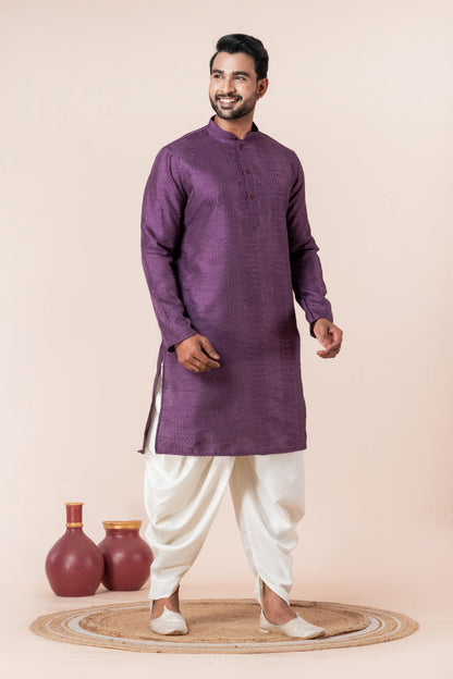 Purple Silk Blend Dhoti Kurta Set