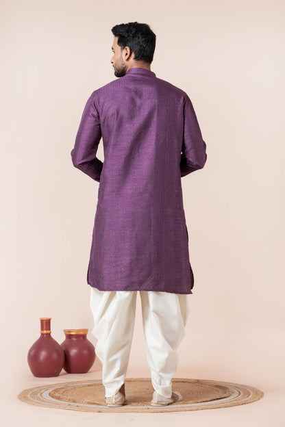 Purple Silk Blend Dhoti Kurta Set