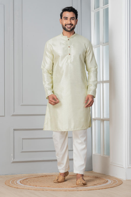 Ivory Georgette Sequins Embroidered Kurta Set