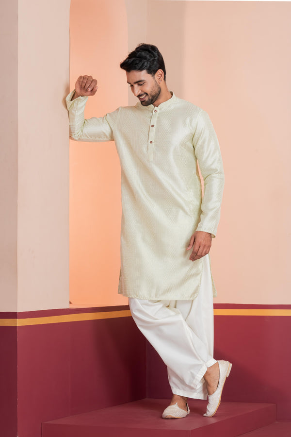 Off-White Embroidered Kurta Set