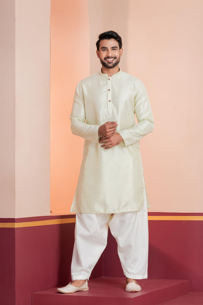 Off-White Embroidered Kurta Set