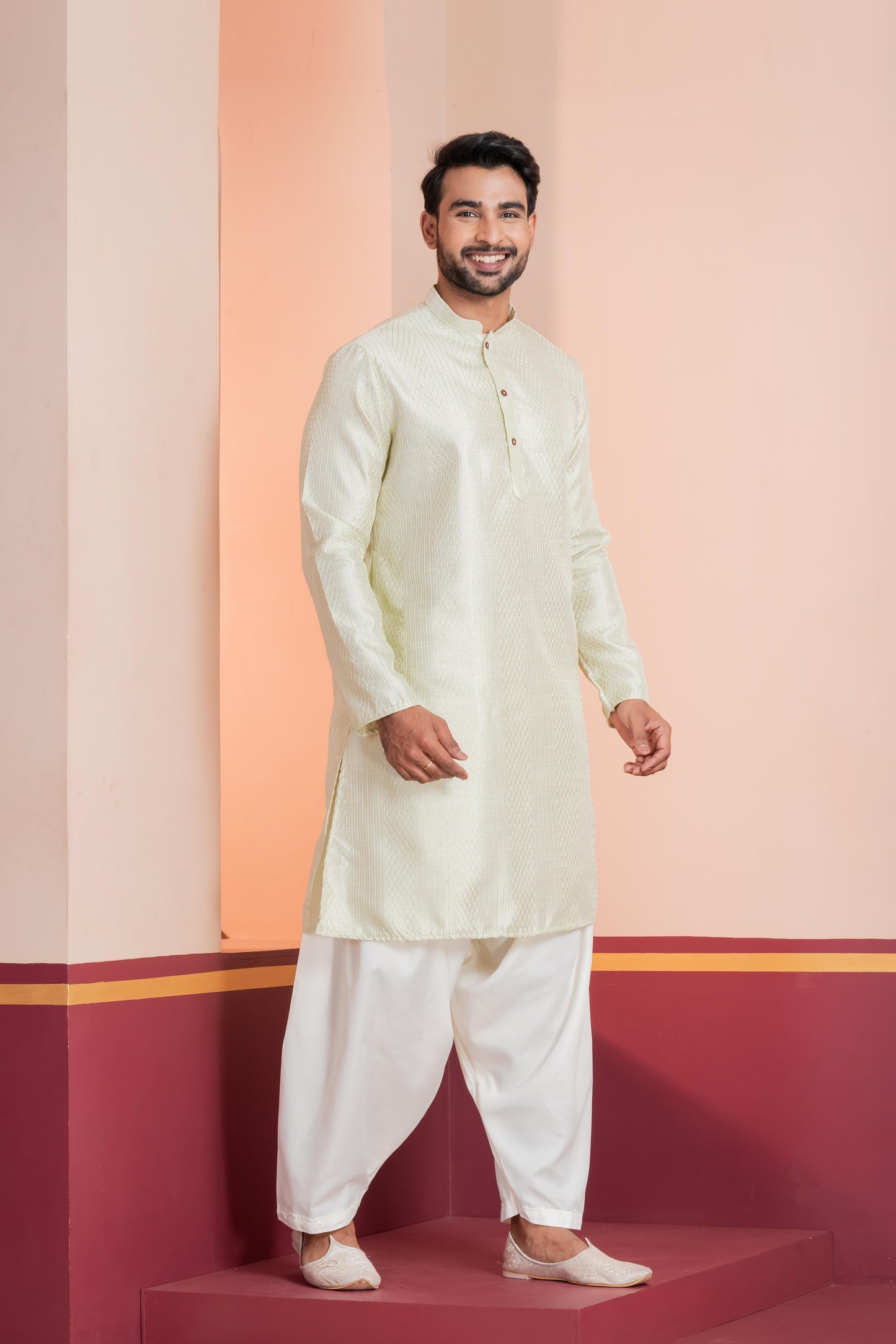 Off-White Embroidered Kurta Set