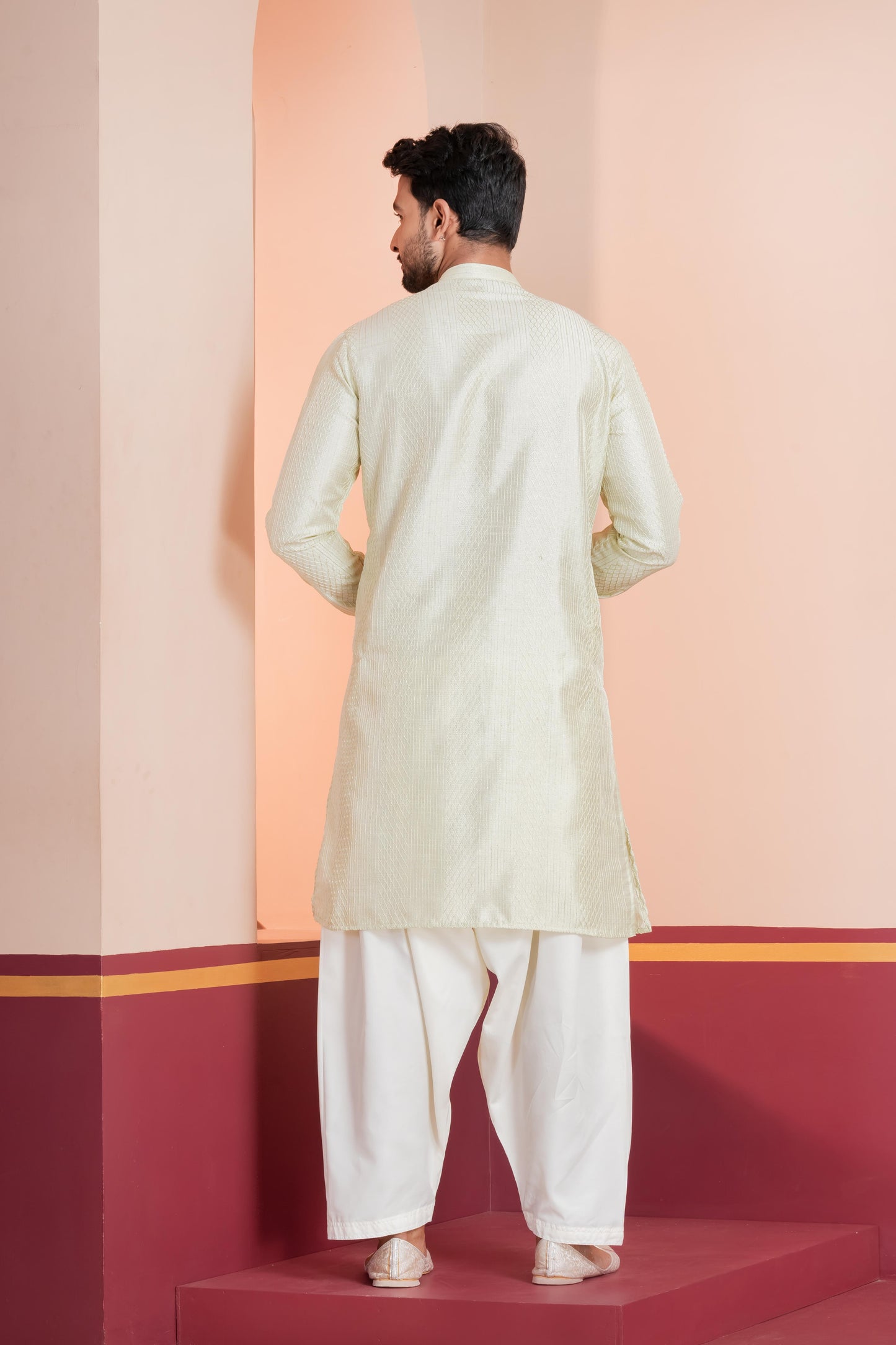 Off-White Embroidered Kurta Set