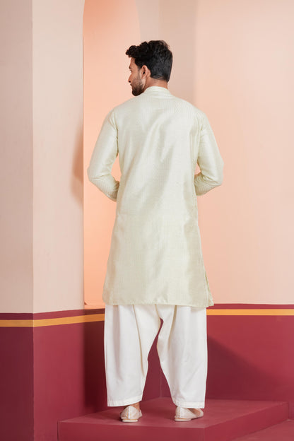 Off-White Embroidered Kurta Set