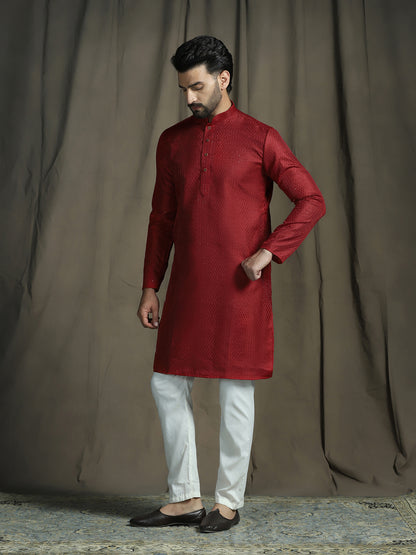 Red Ethnic Motifs Kurta Set