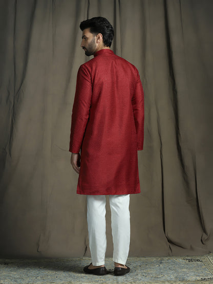 Red Ethnic Motifs Kurta Set