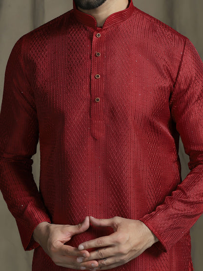 Red Ethnic Motifs Kurta Set