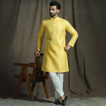 Yellow Chikankari Embroidered Kurta