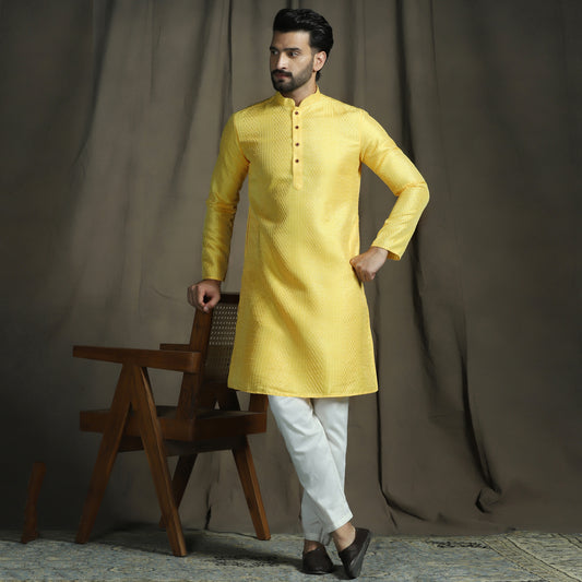 Yellow Chikankari Embroidered Kurta