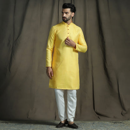 Yellow Chikankari Embroidered Kurta