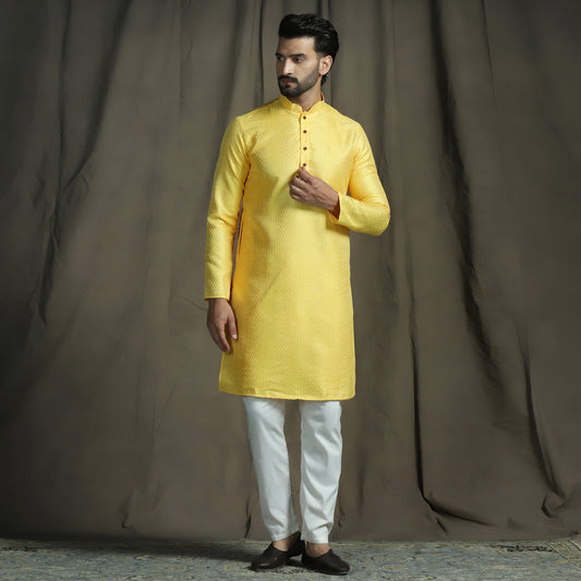 Yellow Chikankari Embroidered Kurta
