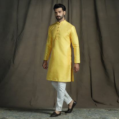 Yellow Chikankari Embroidered Kurta