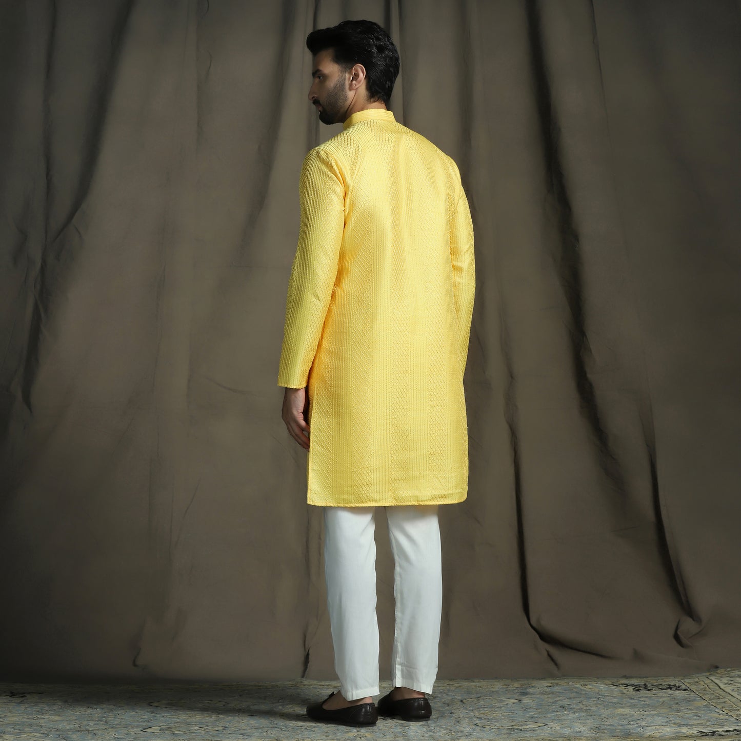 Yellow Chikankari Embroidered Kurta