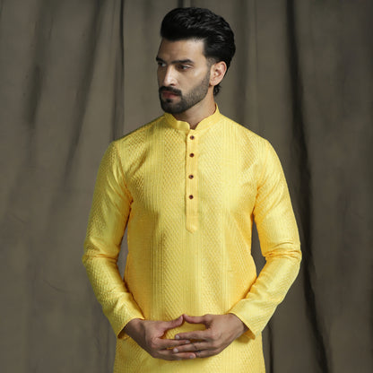 Yellow Chikankari Embroidered Kurta