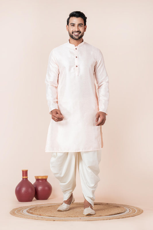 Cream Jacquard Dhoti Kurta