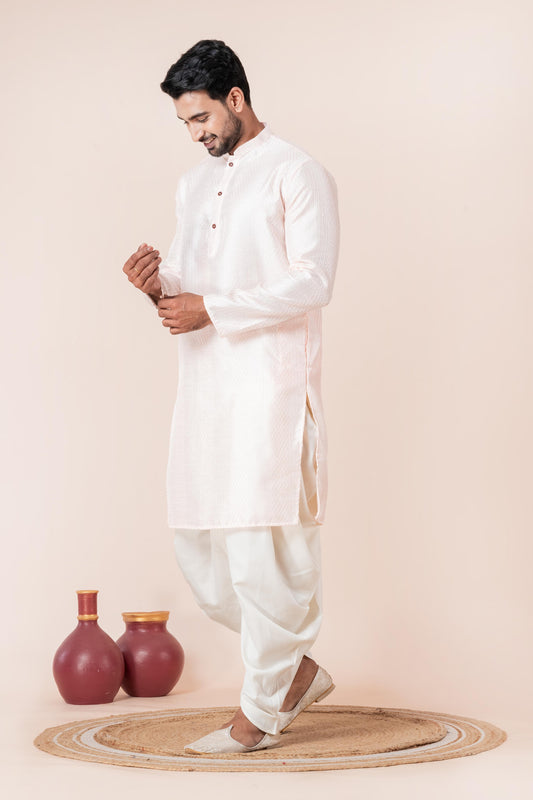 Cream Jacquard Dhoti Kurta