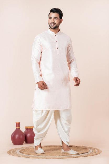 Cream Jacquard Dhoti Kurta