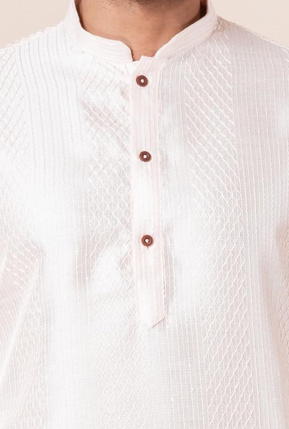 Cream Jacquard Dhoti Kurta