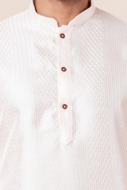 Cream Jacquard Dhoti Kurta