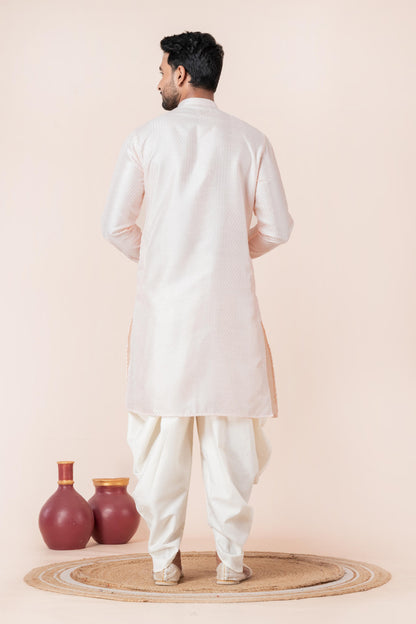 Cream Jacquard Dhoti Kurta