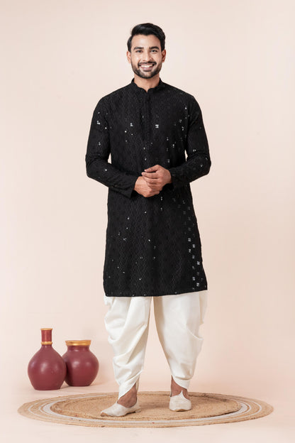 Monochrome Black Sequin Kurta Set