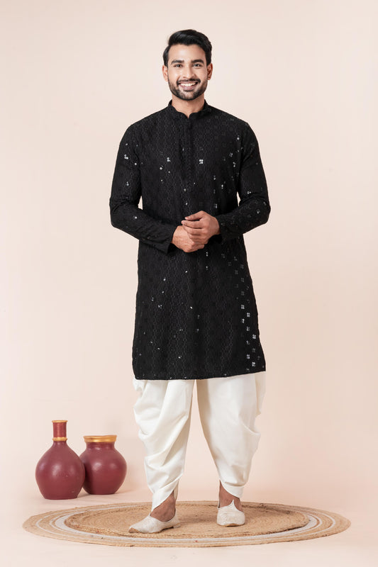 Monochrome Black Sequin Kurta Set