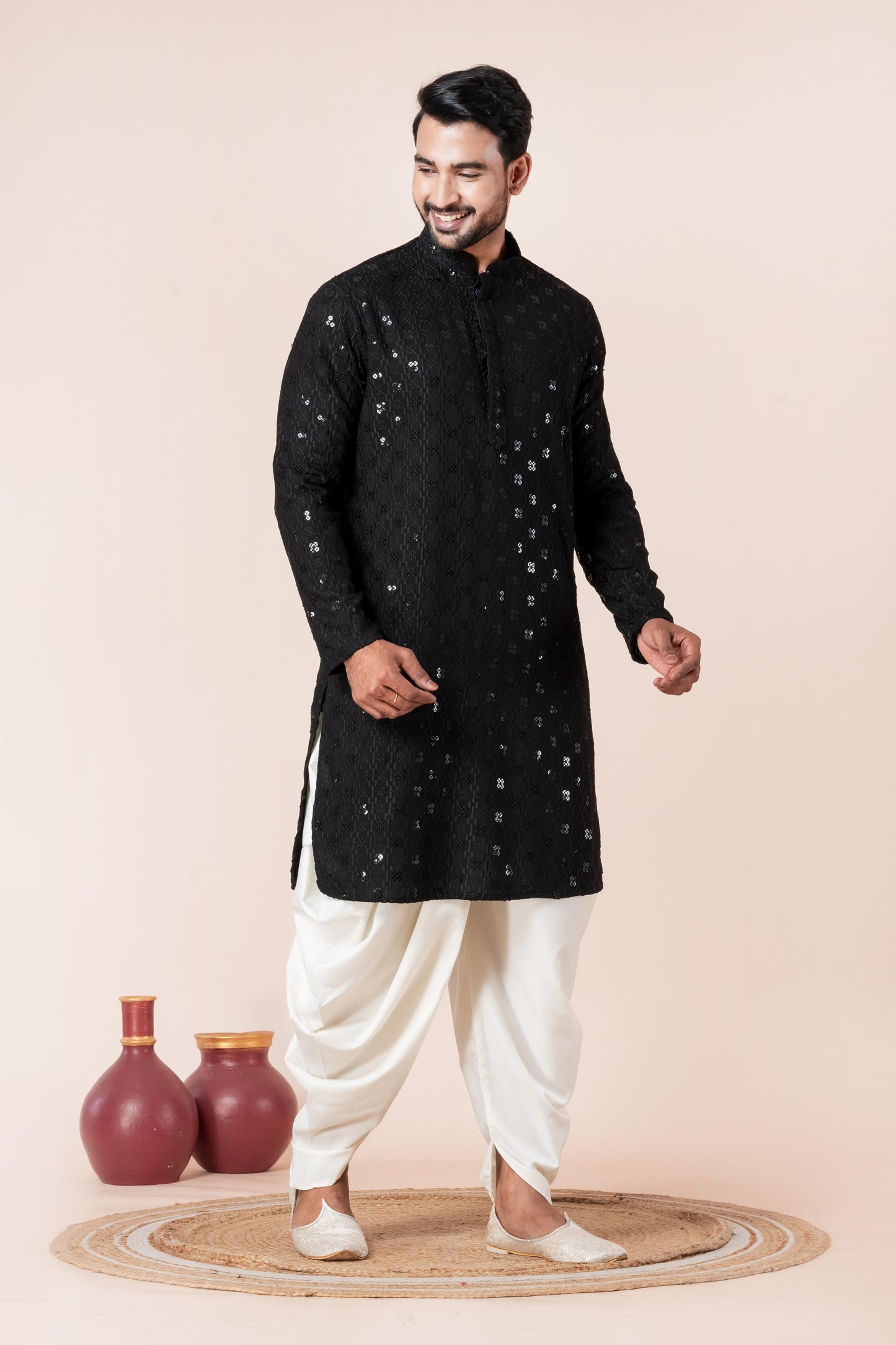 Monochrome Black Sequin Kurta Set