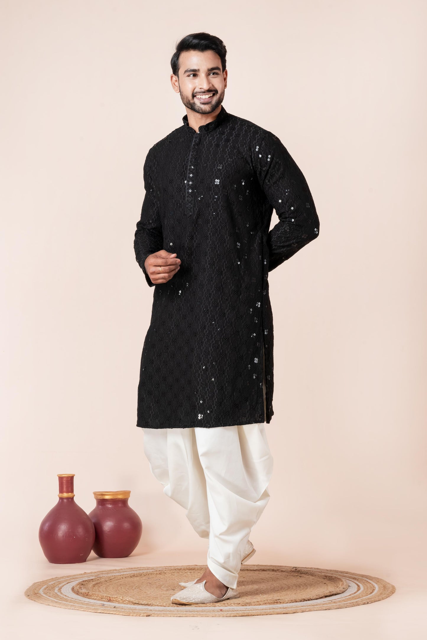 Monochrome Black Sequin Kurta Set