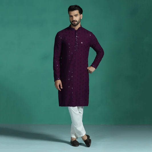 Purple Sequins Work Kurta