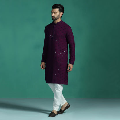 Purple Sequins Work Kurta