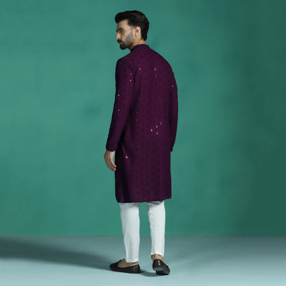 Purple Sequins Work Kurta